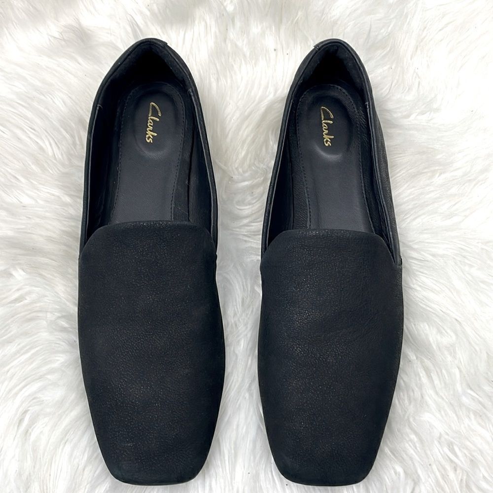 Clarks| Black suede flats,loafers 8 1/2
